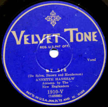 My Sin-Velvet Tone 1910-V